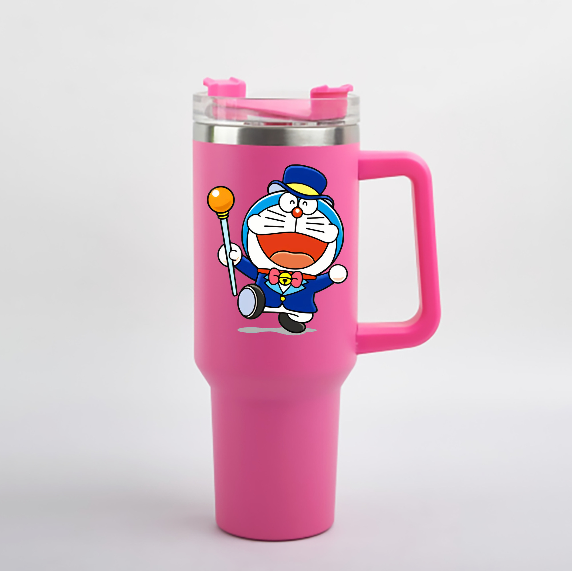 （画像用） ドラえもん Doraemon 1200mL車用タンブラー - クリスタルステッカー（プラスチックストロー付き）